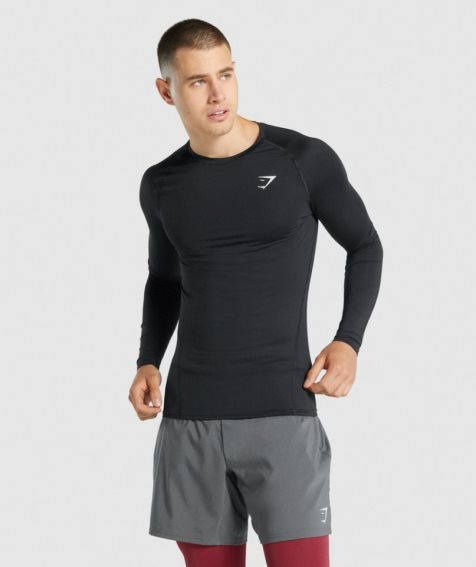 Men's Gymshark Element Baselayer Long Sleeve T-Shirts Black | CA 7180D5